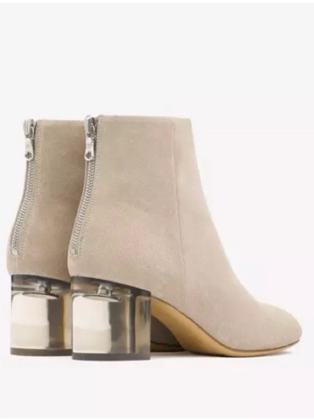 Rag & Bone Suede Ankle Boots in Light Beige with Clear Block Heel - Picture 2 of 5